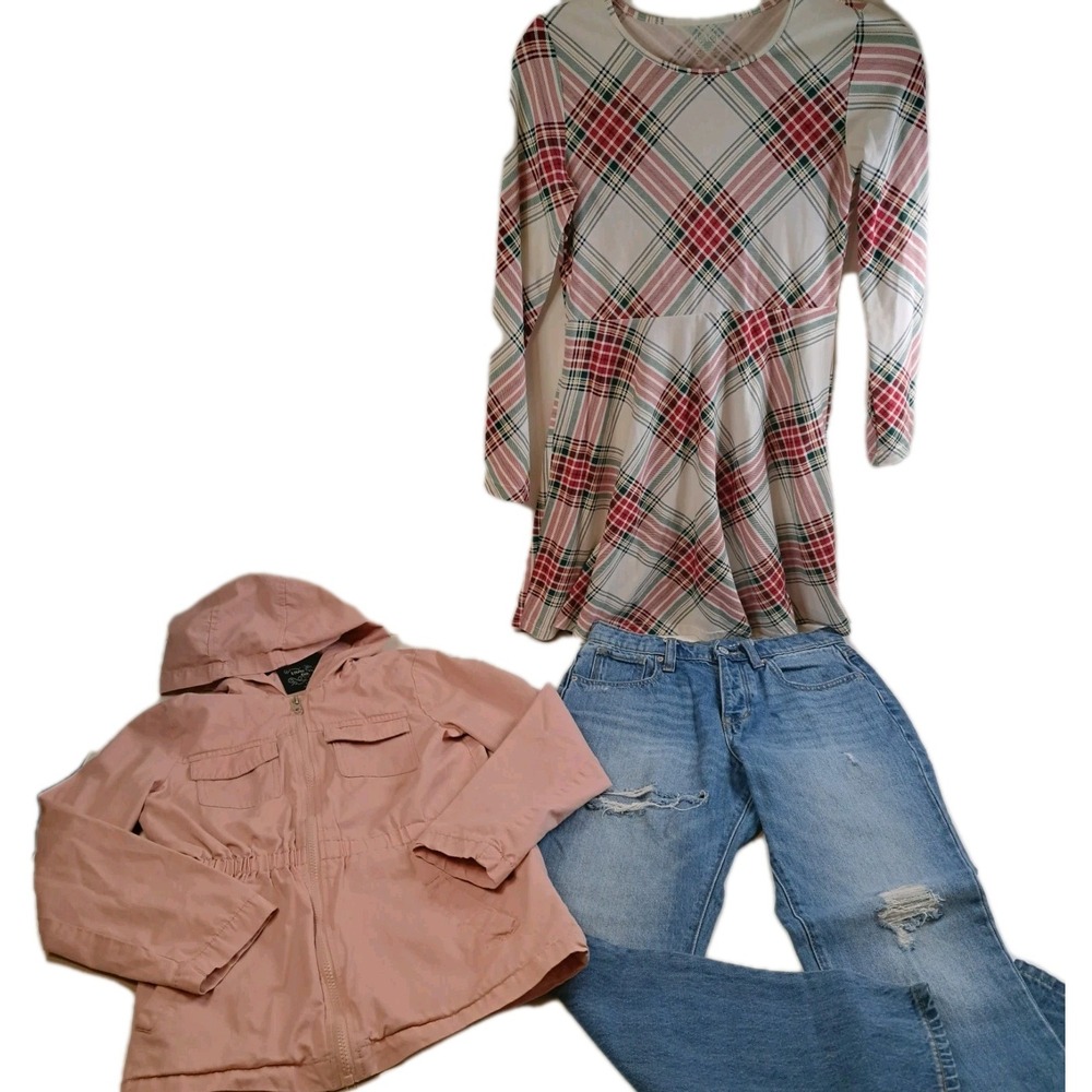 Girls Size 14 Winter Clothing Lot of 3 - Jeans, Jacket, Dress Old Navy / PLACE‎